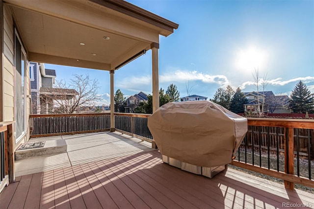 deck featuring grilling area