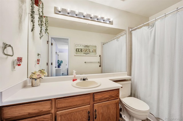 full bathroom with toilet and vanity