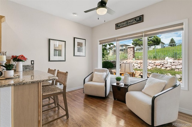 2467 Spanish Oak Ter, Colorado Springs, CO 80920 - sitting room with ceiling fan and wood finished floors