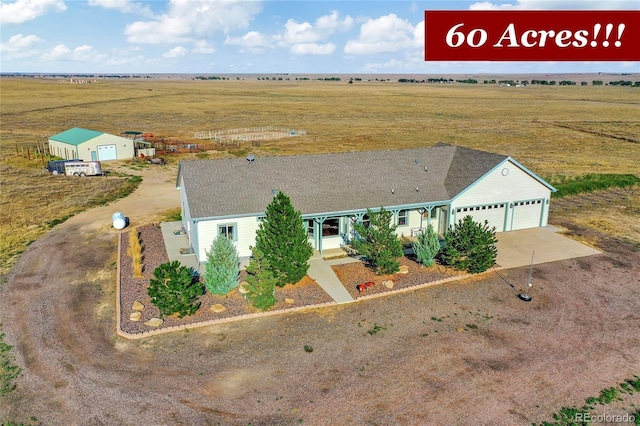 bird's eye view featuring a rural view