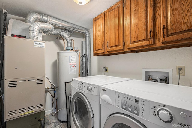 3103 Broadmoor Valley Rd Unit B, Colorado Springs, CO 80906 - laundry room featuring washing machine and clothes dryer, electric water heater, cabinet space, and heating unit
