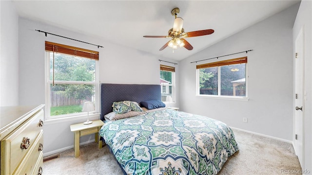 1750 Clark Dr, Erie, CO 80516 - carpeted bedroom with vaulted ceiling and a ceiling fan