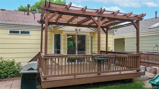 1750 Clark Dr, Erie, CO 80516 - wooden deck featuring a grill and a pergola