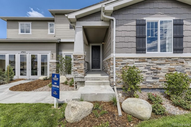 doorway to property with french doors