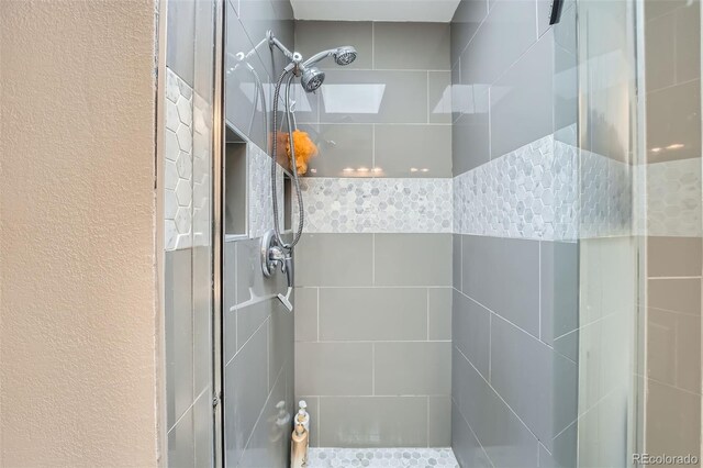 1025 Zang St, Golden, CO 80401 - bathroom featuring a textured wall and a shower stall