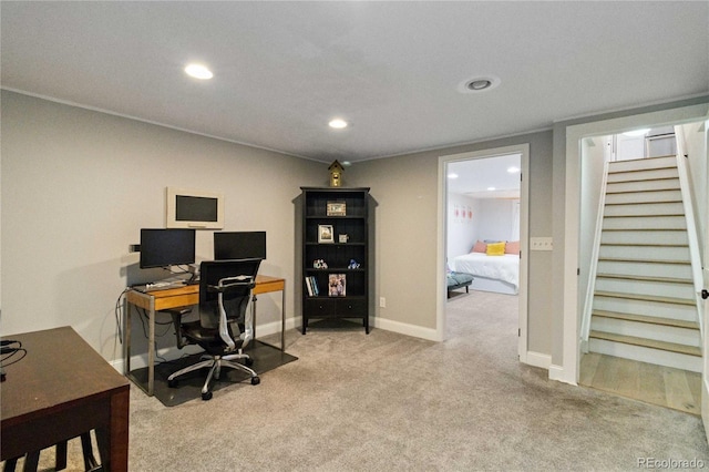 7440 Quail St, Arvada, CO 80005 - carpeted home office with recessed lighting and baseboards