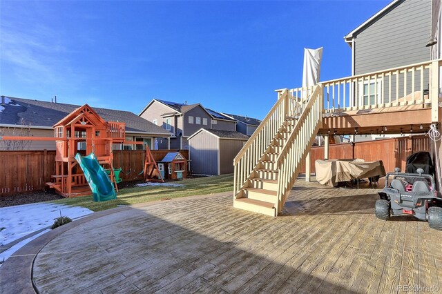 deck featuring a playground