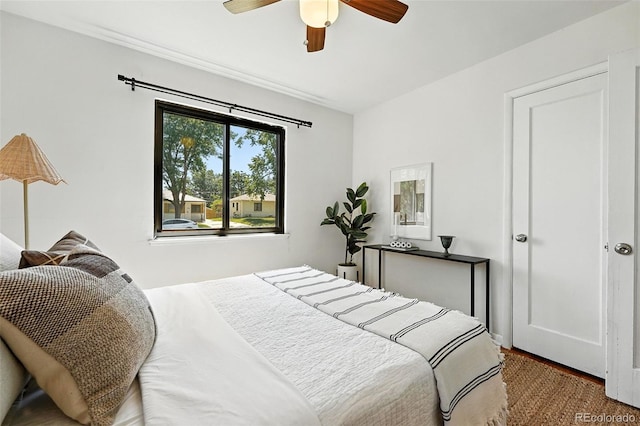 2955 Poplar St, Denver, CO 80207 - bedroom with ceiling fan and wood finished floors