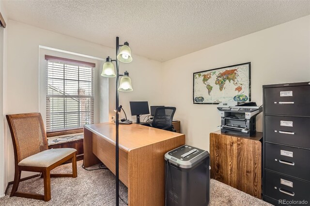 2090 S Hannibal Way Unit F, Aurora, CO 80013 - office area with a textured ceiling and light carpet