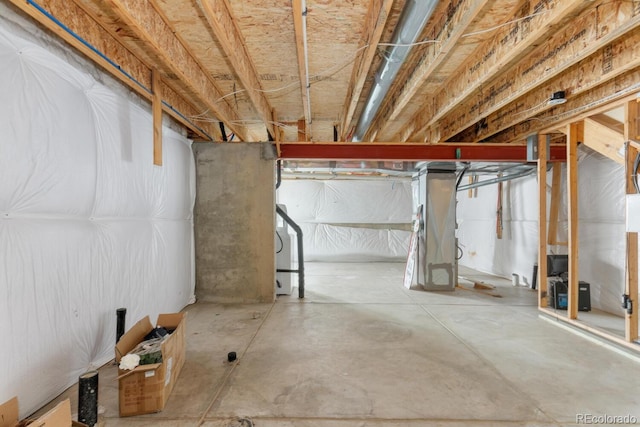 view of unfinished basement