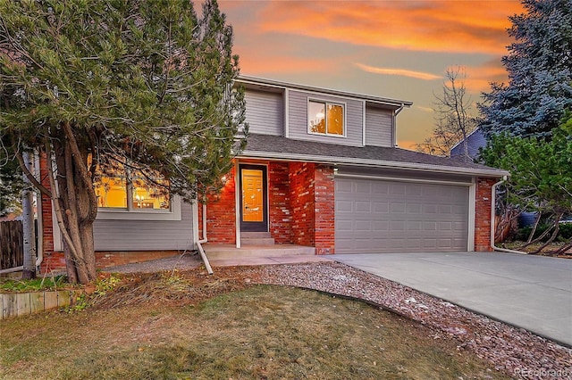 view of front of home with a garage