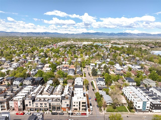 bird's eye view with a mountain view