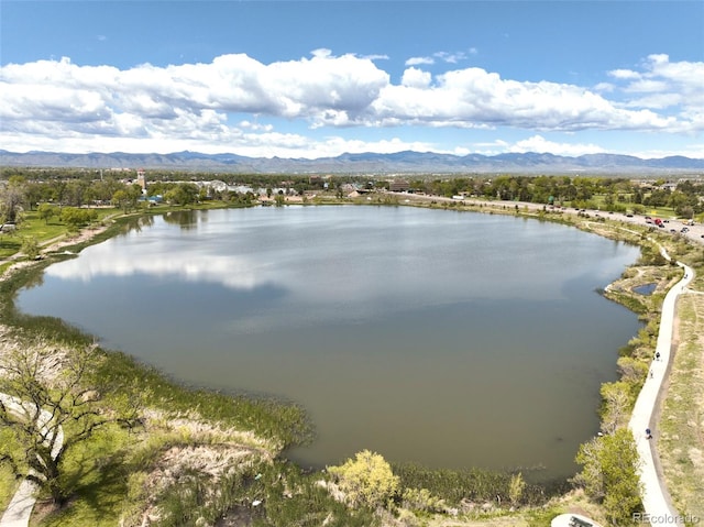 property view of water featuring a mountain view