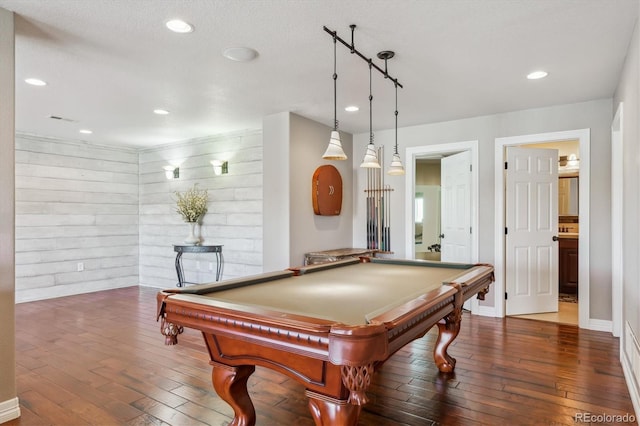 6927 Winter Ridge Pl, Castle Pines, CO 80108 - playroom featuring recessed lighting, pool table, and dark wood-style flooring