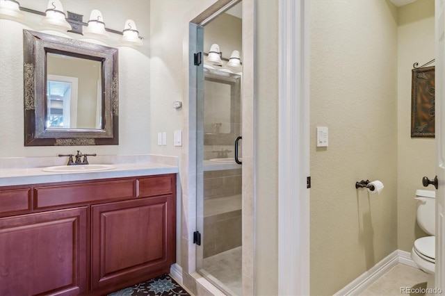 6927 Winter Ridge Pl, Castle Pines, CO 80108 - full bathroom featuring a shower stall, toilet, and vanity