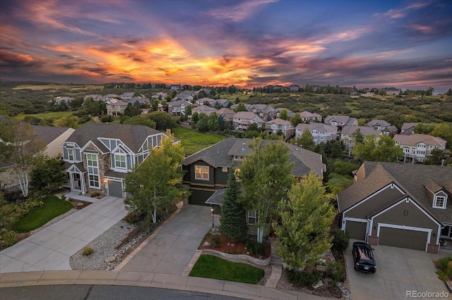 6927 Winter Ridge Pl, Castle Pines, CO 80108 - aerial view at dusk featuring a residential view