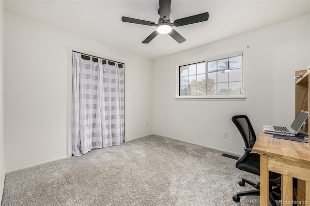 11886 Birch Dr, Thornton, CO 80233 - office area featuring carpet, a ceiling fan, and baseboards