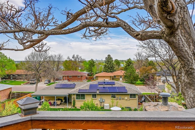 exterior space featuring a patio area, a residential view, and fence private yard