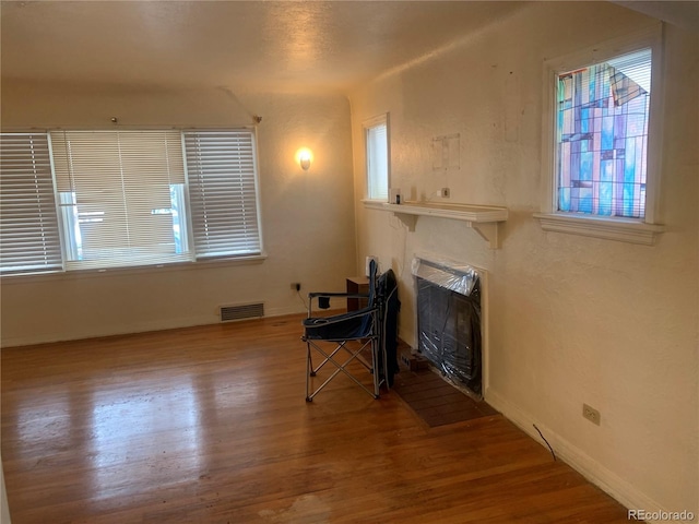 living room with hardwood / wood-style flooring