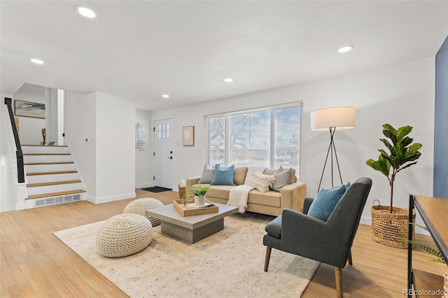 living room featuring light wood-type flooring