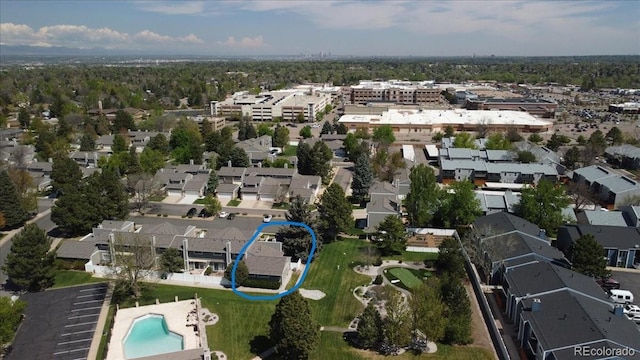 7172 S Vine Cir, Centennial, CO 80122 - aerial view of property's location featuring a pool