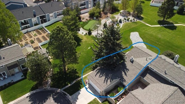 7172 S Vine Cir, Centennial, CO 80122 - aerial perspective of suburban area with property boundaries highlighted