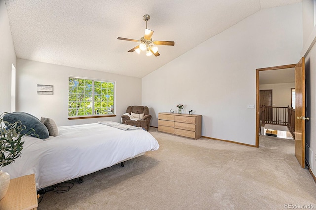 9346 Lark Sparrow Dr, Highlands Ranch, CO 80126 - bedroom featuring carpet, high vaulted ceiling, ceiling fan, and baseboards