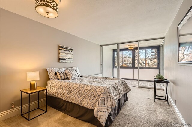 1050 N Corona St Unit 308, Denver, CO 80218 - carpeted bedroom with floor to ceiling windows, access to outside, and baseboards