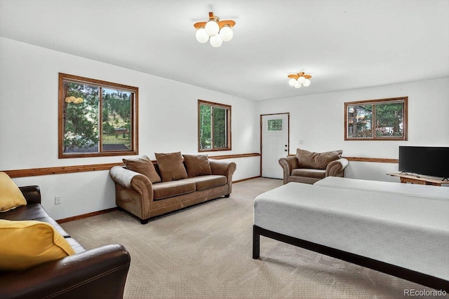 1539 Bluebird Dr, Bailey, CO 80421 - living room featuring light carpet and baseboards