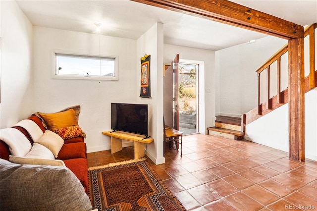 11 Baca Mdws, Moffat, CO 81131 - living area featuring stairs and tile patterned flooring