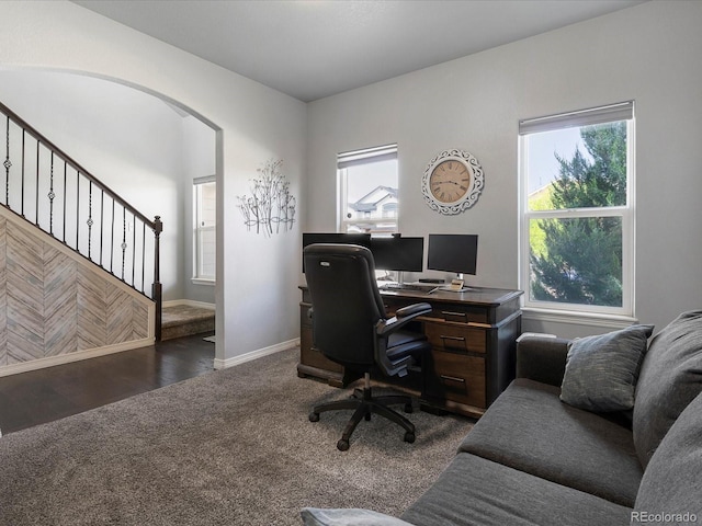 6832 Sequoia St, Frederick, CO 80530 - carpeted office space featuring arched walkways and baseboards