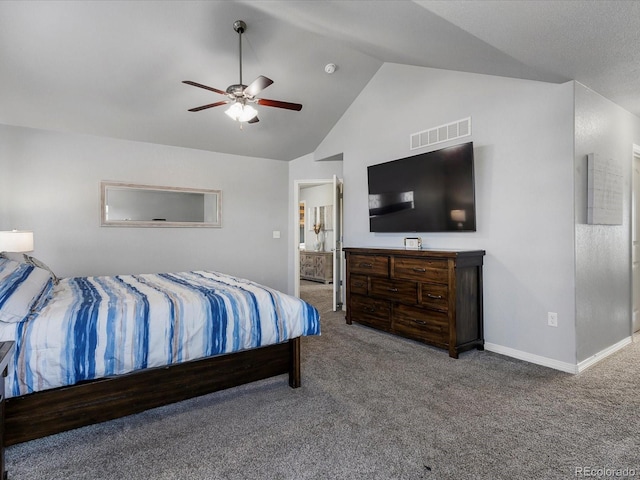 6832 Sequoia St, Frederick, CO 80530 - carpeted bedroom with high vaulted ceiling and ceiling fan
