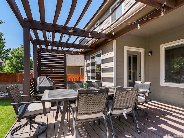 6832 Sequoia St, Frederick, CO 80530 - deck featuring outdoor dining area and a pergola