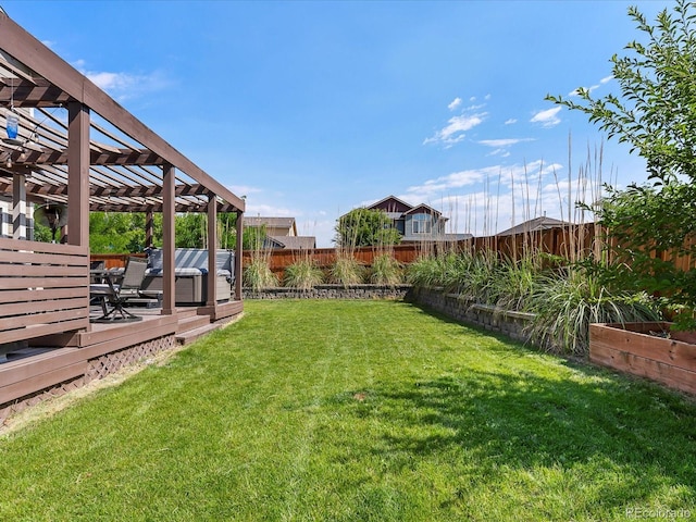 6832 Sequoia St, Frederick, CO 80530 - fenced backyard featuring a deck and a pergola