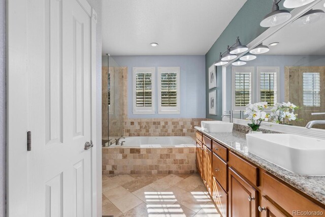 bathroom featuring a sink, a bath, and a healthy amount of sunlight