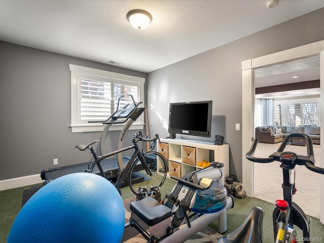 workout room with carpet