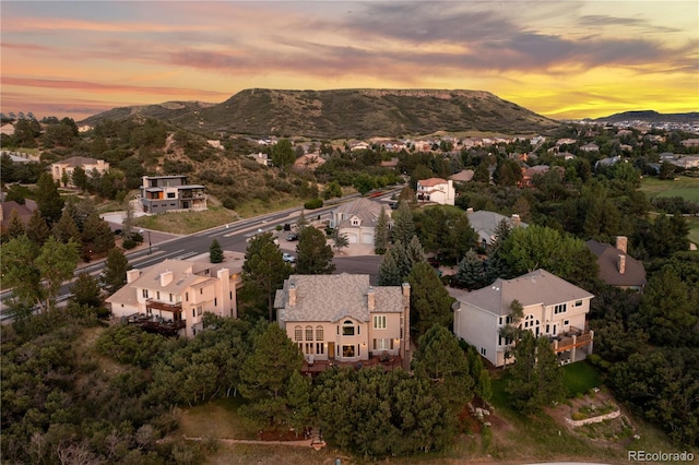 birds eye view of property featuring a residential view and a mountain view