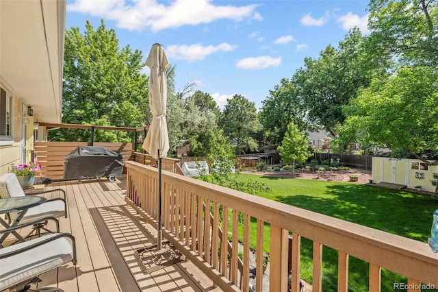 2315 N Murray Blvd, Colorado Springs, CO 80915 - deck featuring a storage shed and a fenced backyard