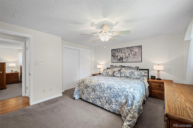 2315 N Murray Blvd, Colorado Springs, CO 80915 - carpeted bedroom featuring a closet, a ceiling fan, and a textured ceiling