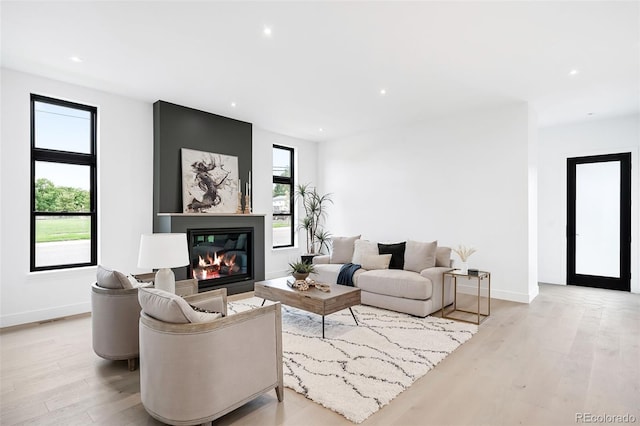 living room featuring light wood-type flooring