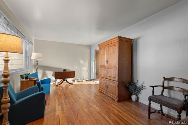 living area with light wood-type flooring