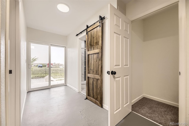 3200 S Federal Blvd Unit 5, Denver, CO 80236 - hallway with concrete floors and a barn door