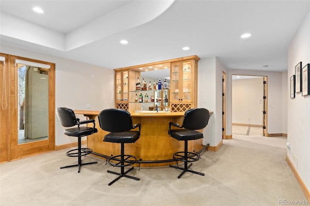 bar with light colored carpet