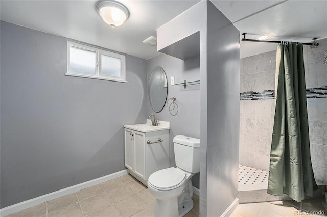 2308 Lima St, Aurora, CO 80010 - full bath featuring vanity, tiled shower, and tile patterned flooring