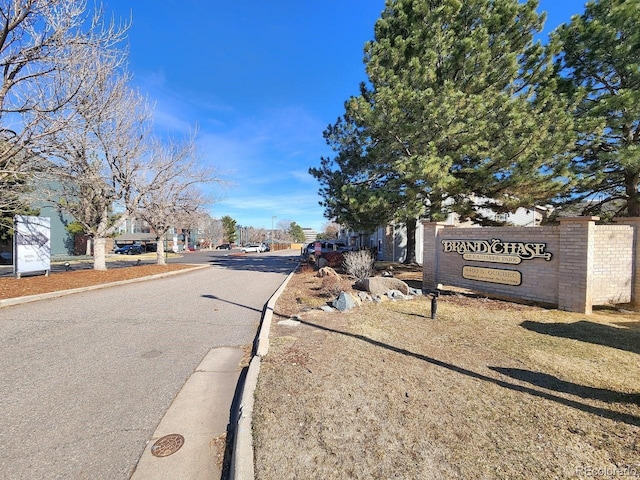 view of street featuring curbs