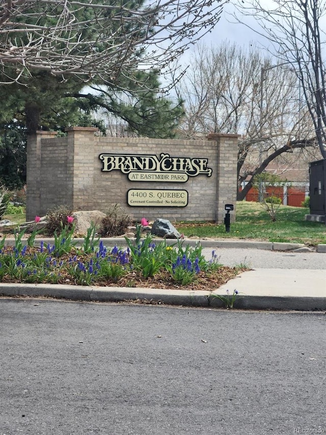 view of community sign