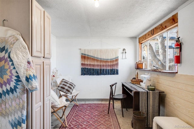 interior space featuring a textured ceiling