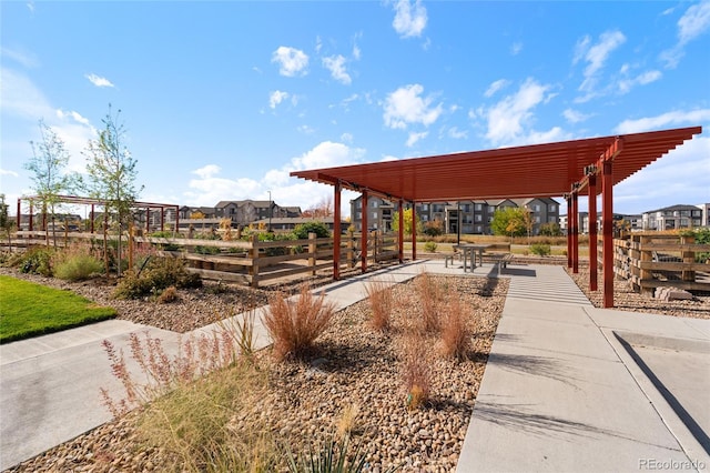 view of community featuring a pergola