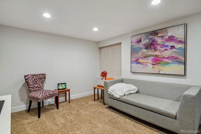 16164 E Hinsdale Ave, Aurora, CO 80016 - sitting room featuring baseboards, light carpet, and recessed lighting