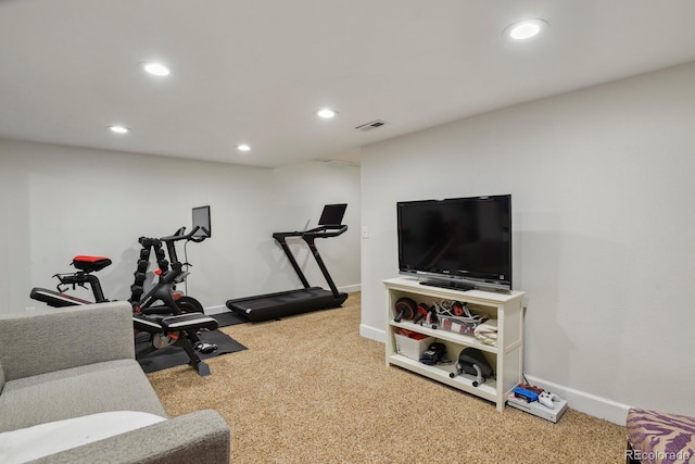 16164 E Hinsdale Ave, Aurora, CO 80016 - exercise area with carpet floors, recessed lighting, baseboards, and visible vents